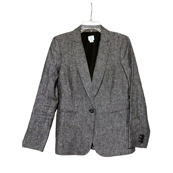 J Crew Linen Blazer 4 Single Breasted Chambray Minimalist Goth 100% Linen - Picture 3 of 14